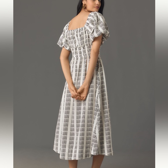 *Anthropologie Maeve Puff Sleeve Square Neck Smocked Midi Dress - Picture 4 of 5